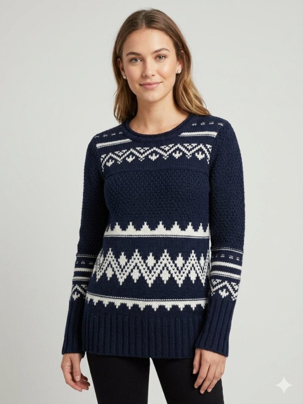 devoted size small navy and white knit sweater